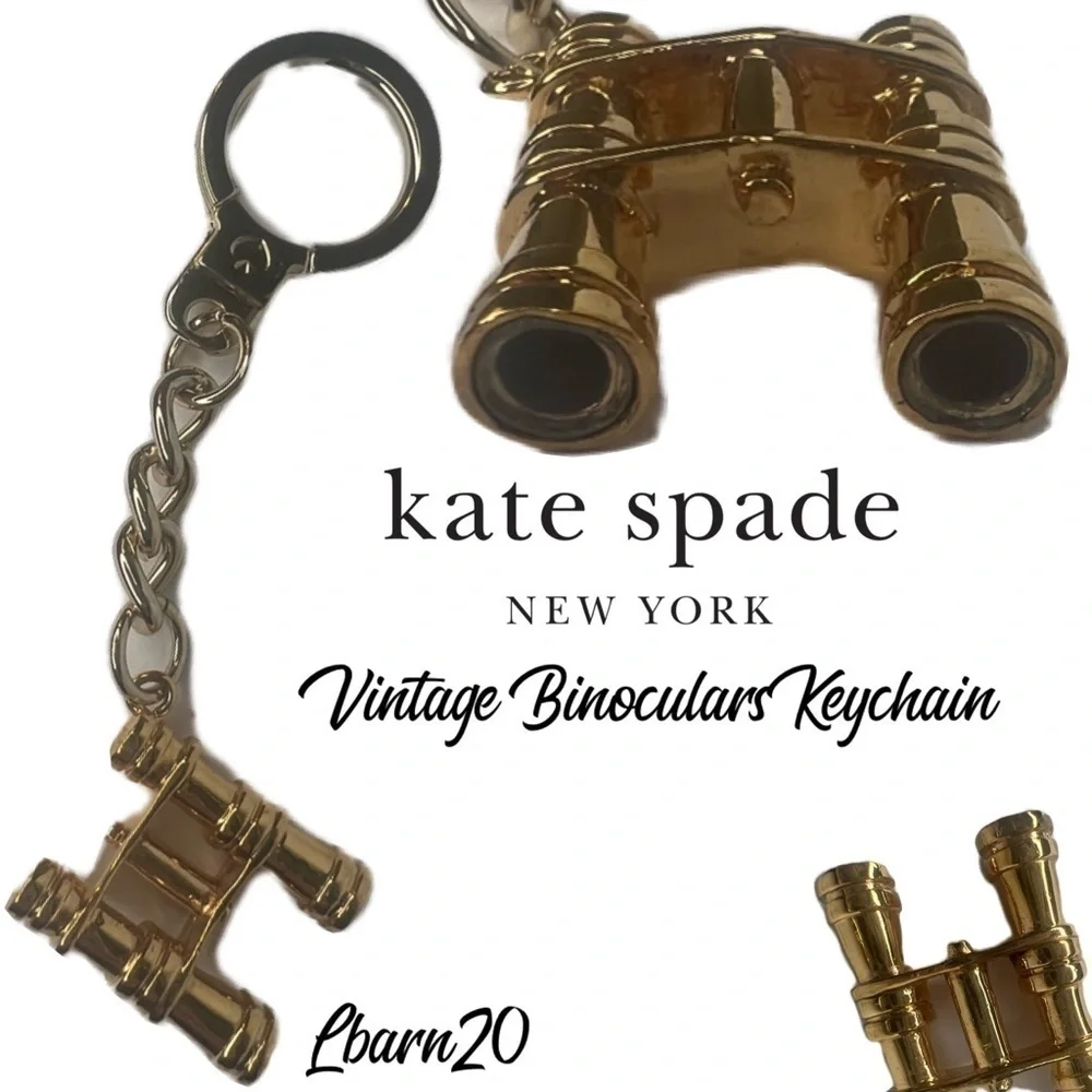 Kate Spade Vintage Brass Binoculars Keychain Fob Charm